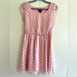 Iz Byer Pink Midi Polka Dot Dress S